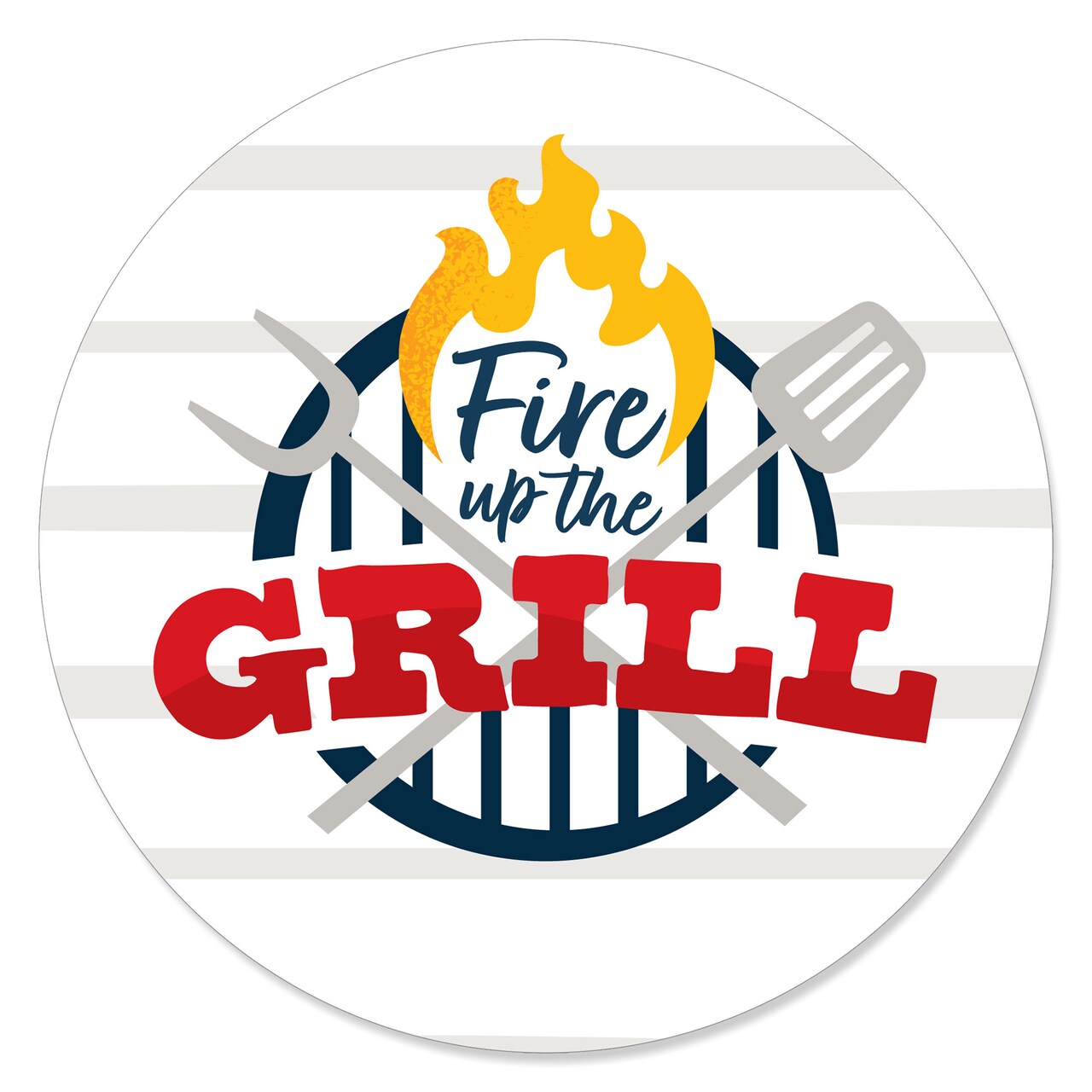 Big Dot of Happiness Fire Up the Grill - Summer BBQ Picnic Party Circle Sticker Labels - 24 Count